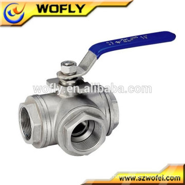 2pc stainless steel 3 way panel mount ball valve